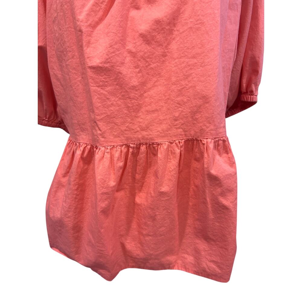 Old Navy Top Peasant Boho Summer SZ XL Coral Puffy Sleeves Peplum Relaxed Fit - Picture 4 of 10